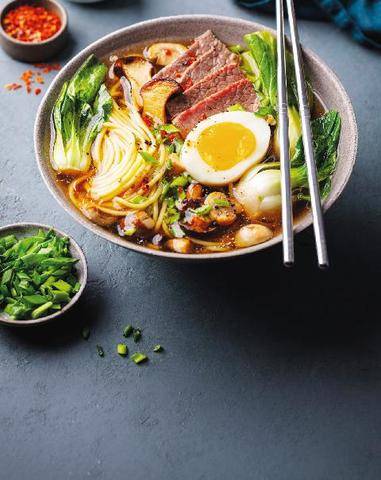 Marmiton 91 Ramen shoyu bœuf, champignons et œuf mollet