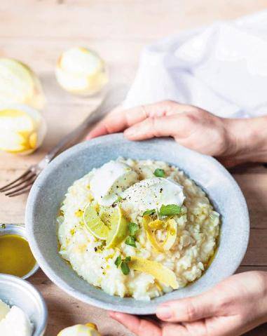 Marmiton 91 Risotto à la bière et au citron, mozzarella et huile à la menthe