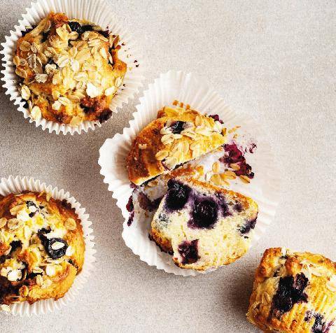 Marmiton 91 Muffins aux myrtilles et flocons d’avoine