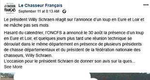 La Revue Nationale de La Chasse 866 La polémique du mois : Le loup en l'Eure-et-Loir