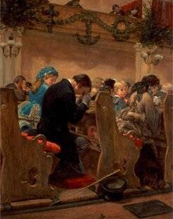 Les Veillées des Chaumières 3664 Christmas Prayers Henry BACON (1839-1912) Collection privée