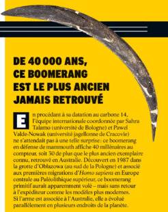 Guerres & Histoire 86 DE 40 000 ANS, CE BOOMERANG EST LE PLUS ANCIEN JAMAIS RETROUVÉ