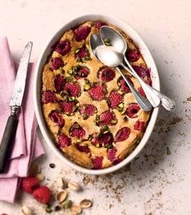 Gourmand 509 Clafoutis aux framboises et aux pistaches