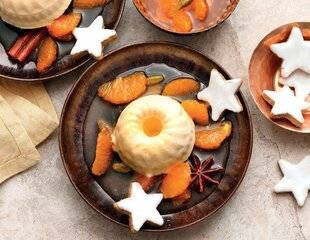 Gourmand 512 Pannacotta aux amandes, sirop épicé aux clémentines