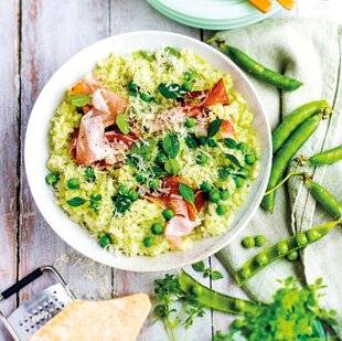 Gourmand 518 RISOTTO AUX PETITS POIS, SPECK ET BASILIC