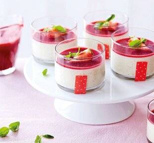 Gourmand 518 Pannacotta à la vanille, coulis de fraise au basilic