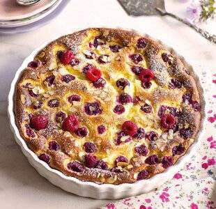 Gourmand 521 Tarte au mascarpone, ricotta, framboises et amandes