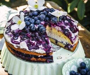 Gourmand 521 Gâteau à la crème de mascarpone, myrtilles et cassis