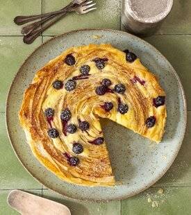 Gourmand 521 Tarte filo croustillante au mascarpone et aux myrtilles