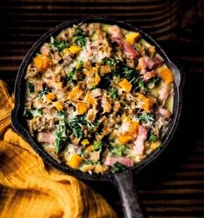 Gourmand 524 POÊLÉE GRATINÉE DE CROZETS ET DE POTIMARRON