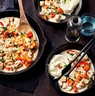 Gourmand 524 FILETS DE LAPIN AU POTIMARRON ET CRÈME DE CHOU-FLEUR À L 'HUILE DE NOIX