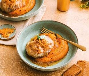 Gourmand 525 DEMI-RÂBLES DE LAPIN, SAUCE À L'ORANGE ET SPÉCULOOS