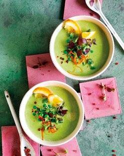 Gourmand 527 SOUPE DE PETITS POIS, ORANGE ET CRÈME DE COCO