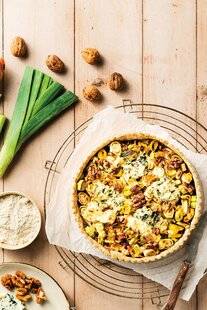 Gourmand 531 TARTE AUX POIREAUX, AUX NOIX ET AU ROQUEFORT