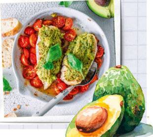Vital Food 43 Escalope de poulet en croûte d’avocat et tomates confites