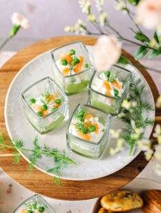 Vital Food 46 Verrine petits pois, fromage frais et saumon fumé