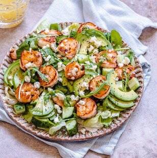 Vital Food 46 Salade de crevettes sautées au fromage de chèvre