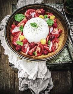 Hors-Séries 21 Salade de tomate à la burrata, vinaigrette framboise