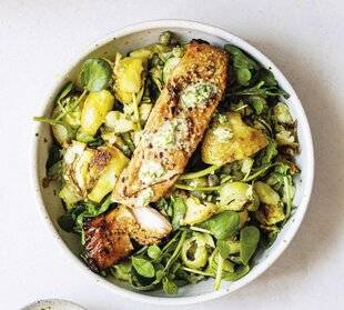 Hors-Séries 21 Salade au saumon laqué, légumes rôtis et beurre aux algues