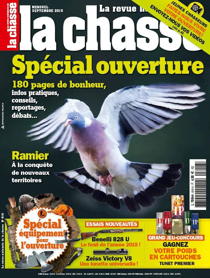La Une de La Revue Nationale de La Chasse n°816 du 11/08/2015