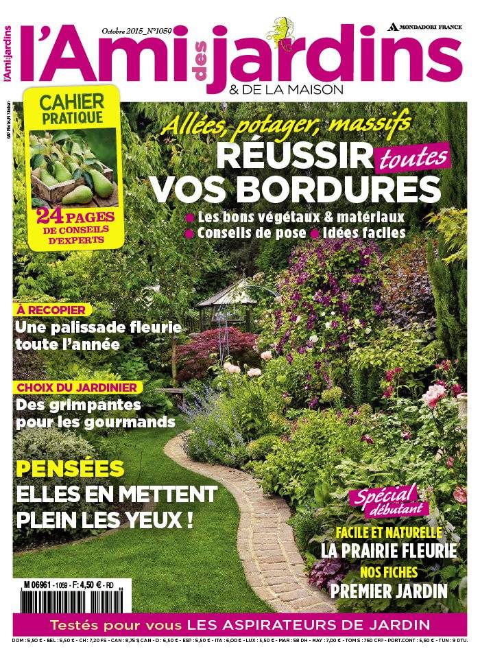 La Une de L'Ami des Jardins n°1059 du 11/09/2015