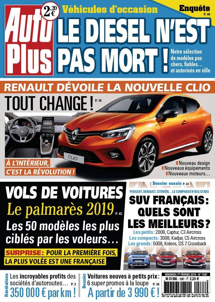 La Une de Auto Plus n°1587 du 01/02/2019