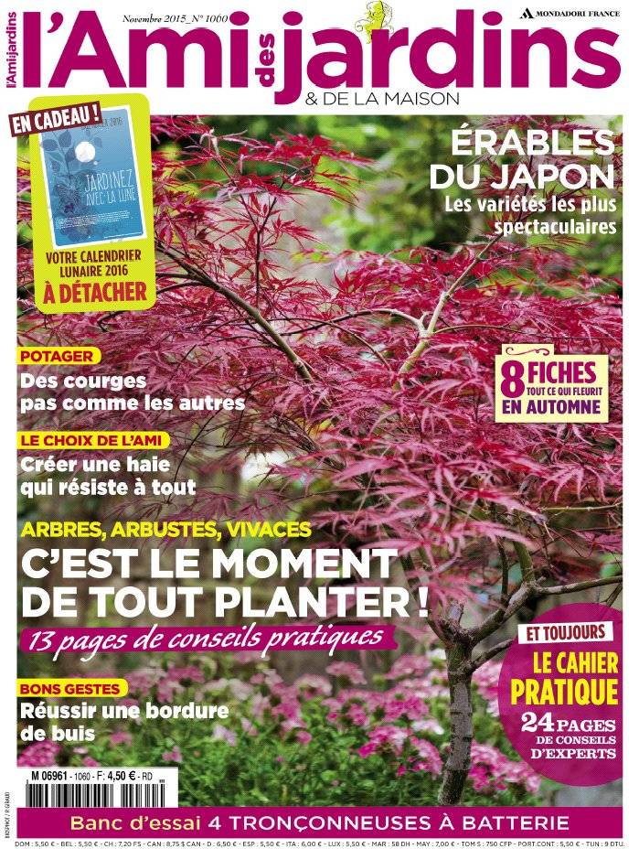 La Une de L'Ami des Jardins n°1060 du 09/10/2015