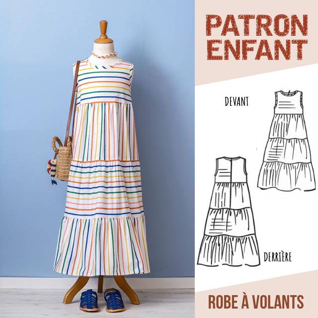 Patron Enfant/Poupée - Robe à volants (MODÈLE CARGÈSE)