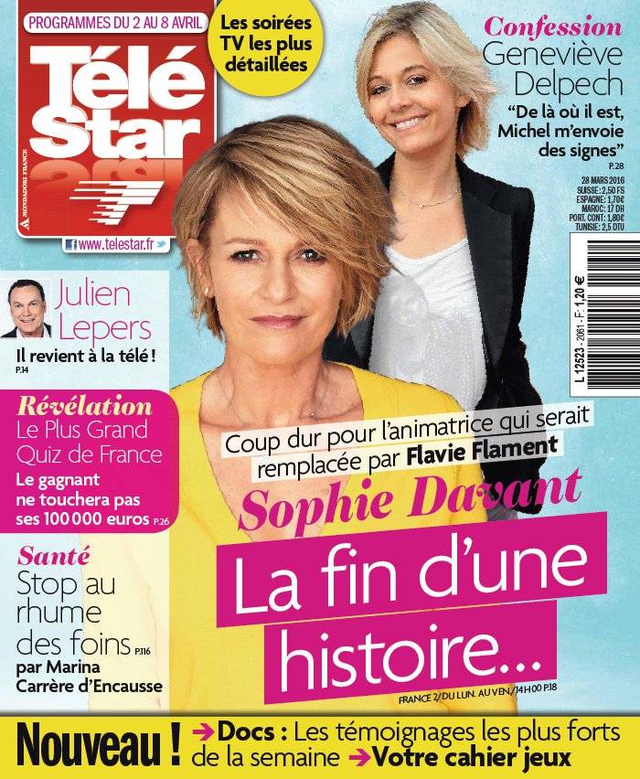 La Une de Télé Star n°2061 du 28/03/2016