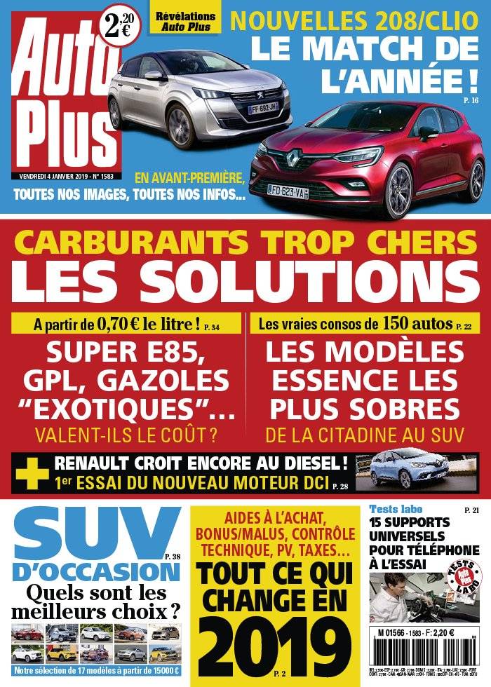 La Une de Auto Plus n°1583 du 04/01/2019