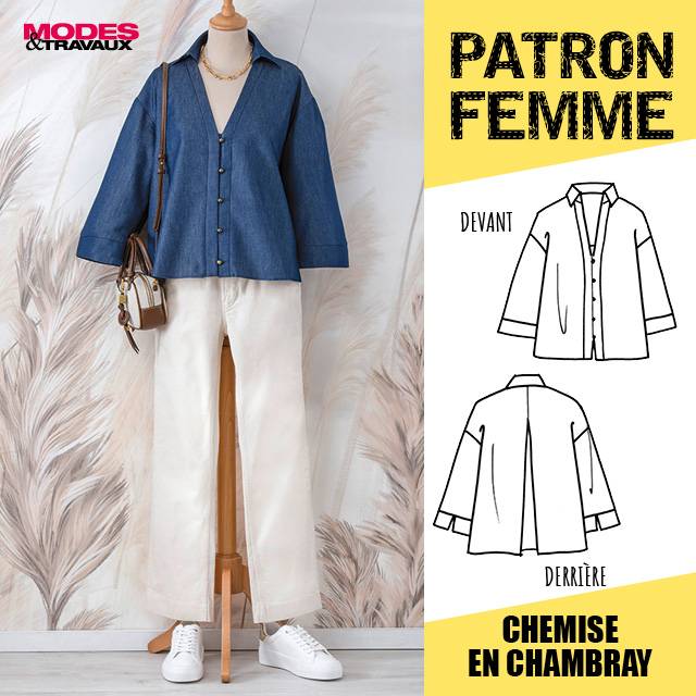 Patron femme  -  Chemise  en chambray (Modèle Montreux)
