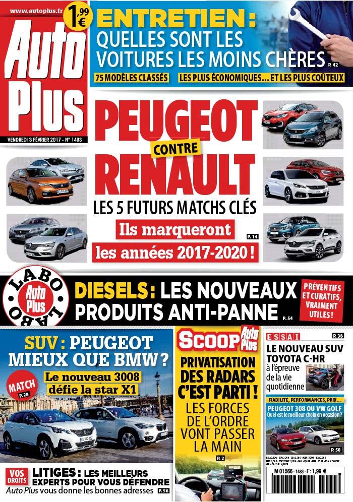 La Une de Auto Plus n°1483 du 03/02/2017