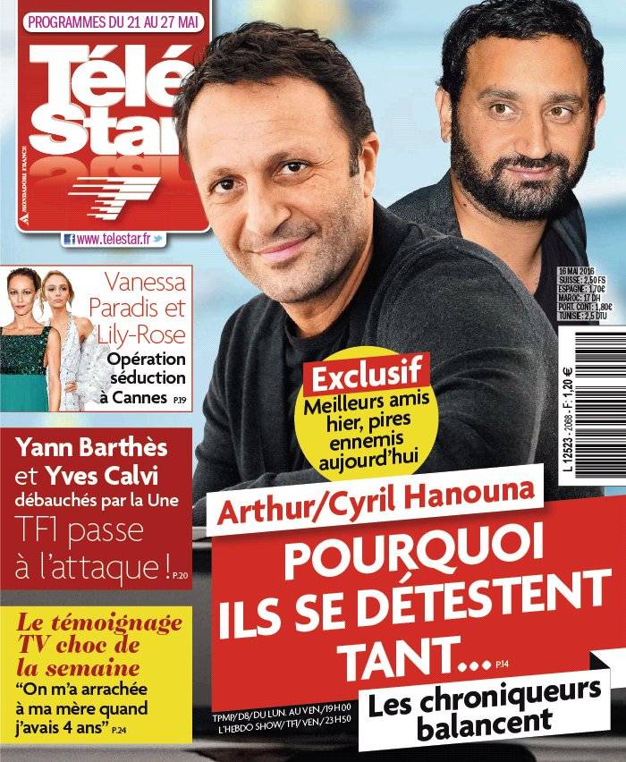 La Une de Télé Star n°2068 du 16/05/2016