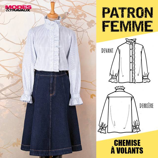 Patron Femme - Chemisier à volants (Modèle Étretat)