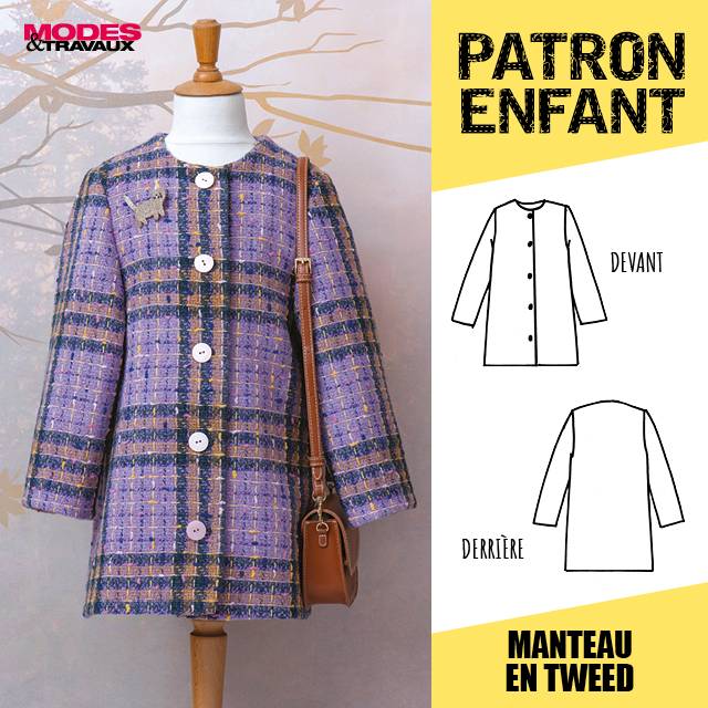 Patron enfant + poupée  - Manteau en tweed (Modèle Chester)