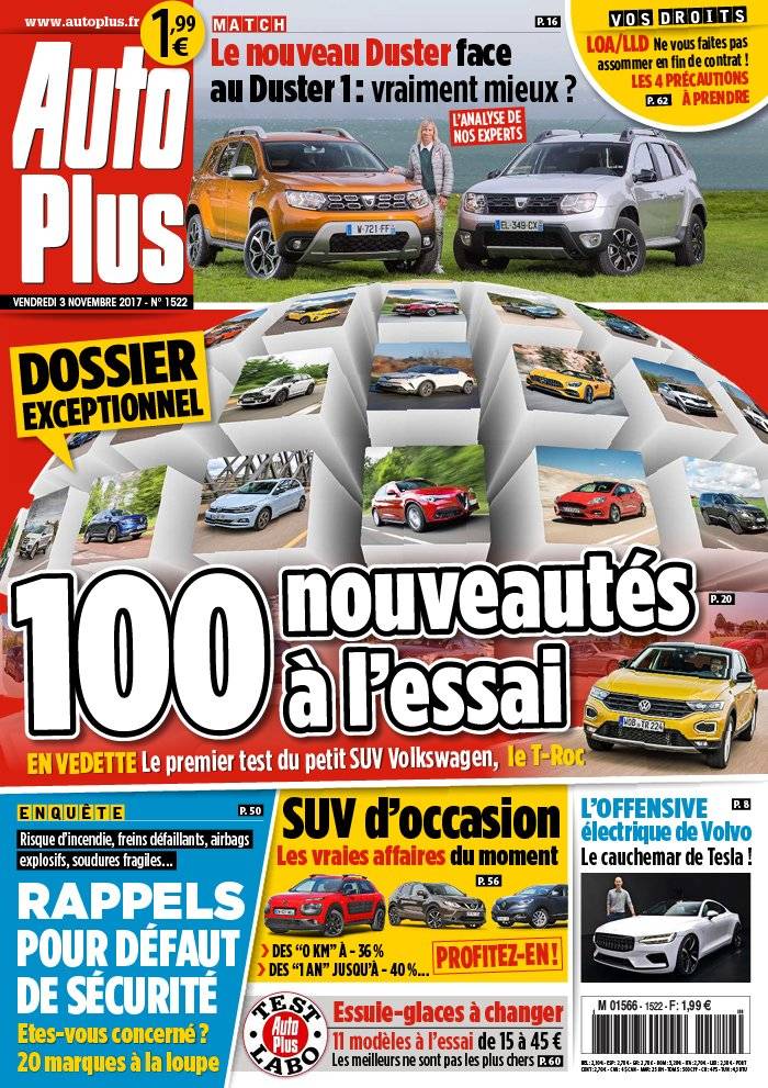 La Une de Auto Plus n°1522 du 03/11/2017