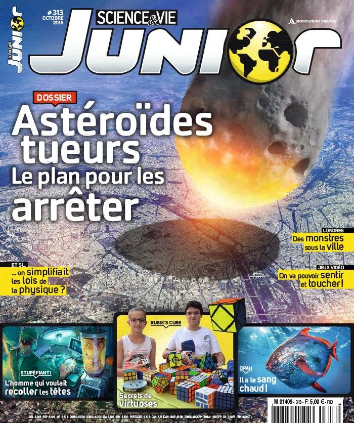 La Une de Science & Vie Junior n°313 du 16/09/2015