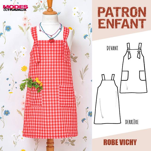 Patron Enfant/Poupée - Robe Vichy (MODÈLE LE LAVANDOU)