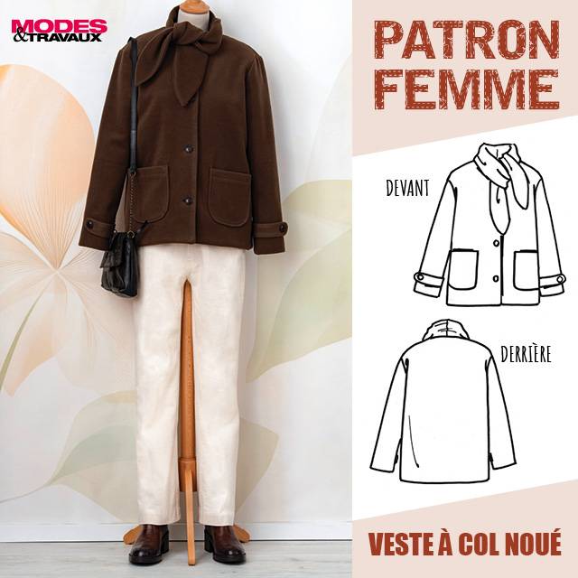 Patron Femme - VESTE À COL NOUÉ  (MODÈLE BIRMINGHAM)