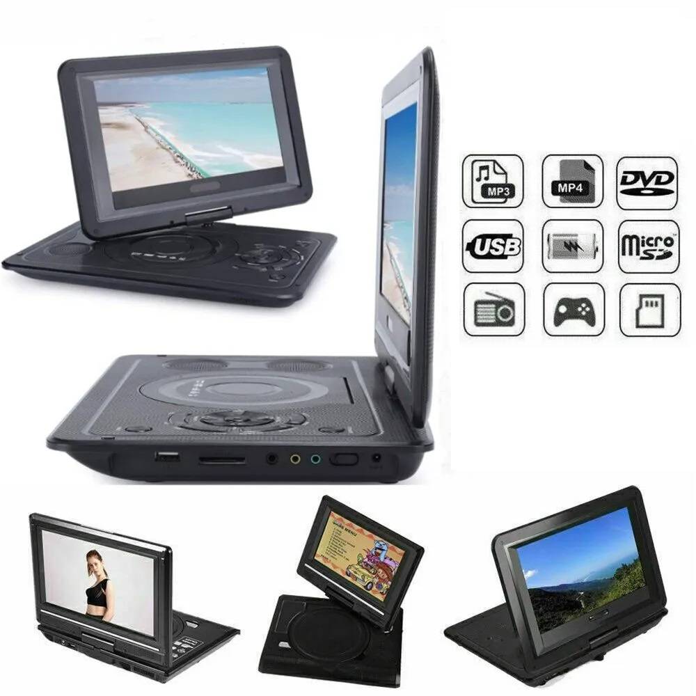 Lecteur DVD portable 9'' multimédia avec écran inclinable et rotatif à 180°