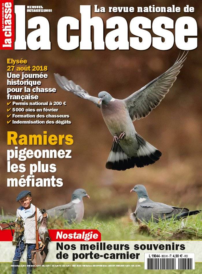 La Une de La Revue Nationale de La Chasse n°853 du 18/09/2018