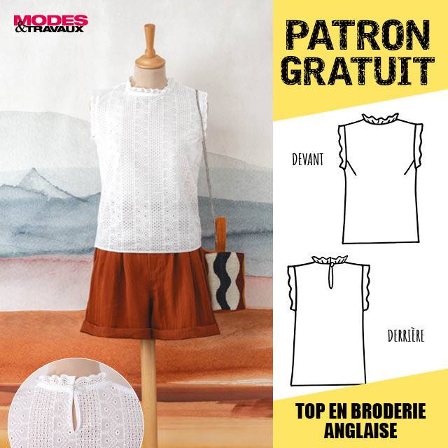 Patron offert - Top en broderie anglaise (modèle Plymouth)