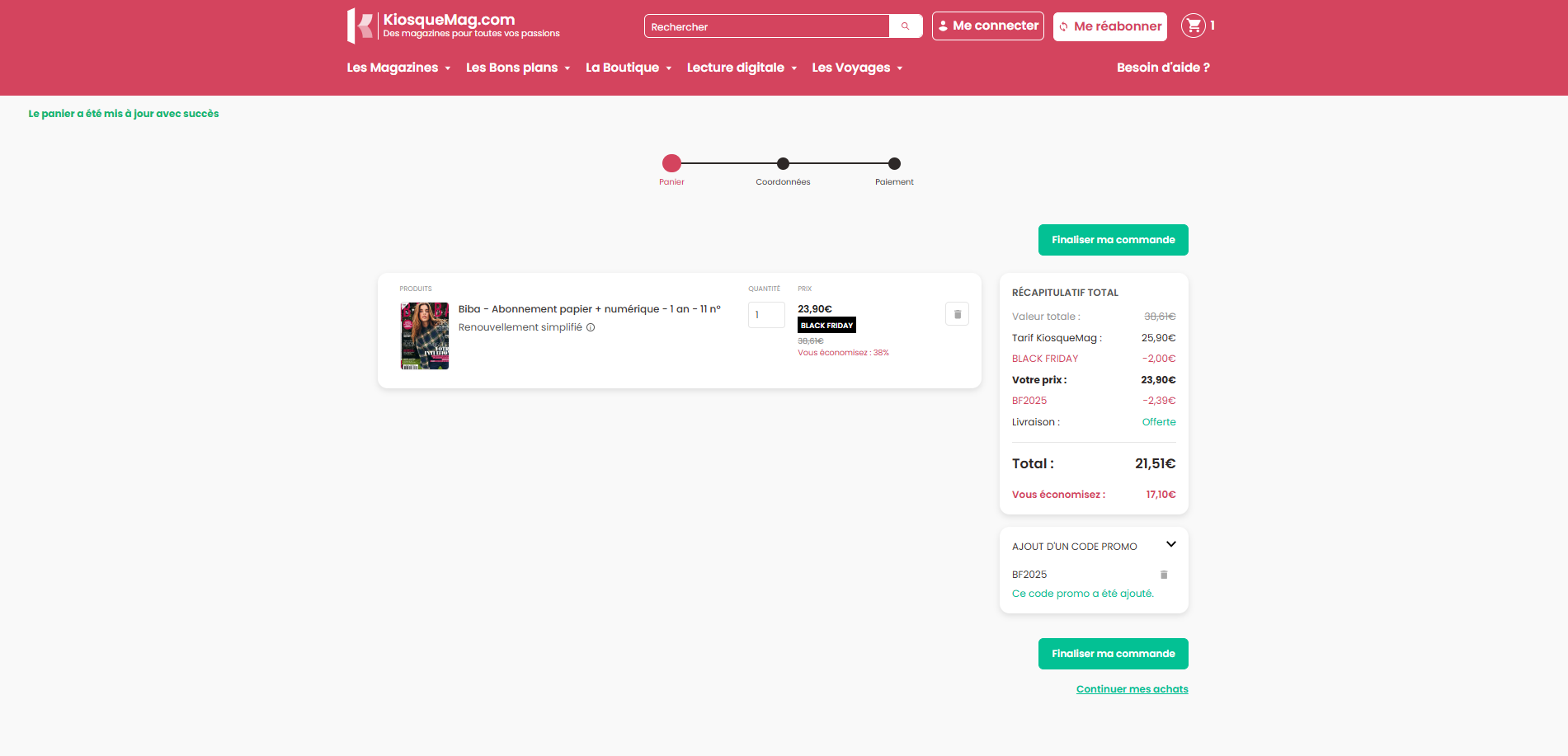 Comment utiliser un code promo sur KiosqueMag